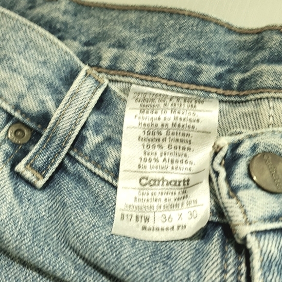 VINTAGE Carhartt Relaxed Fit Light Wash Denim Workwear Pants Size 36x30 USA - Picture 3 of 6
